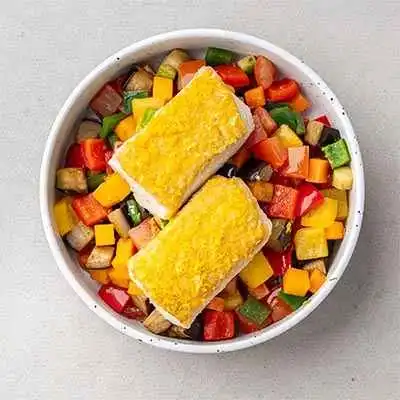 Zesty Pepper Fish With Caponata Vegetables